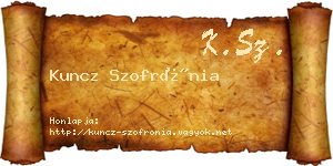 Kuncz Szofrónia névjegykártya